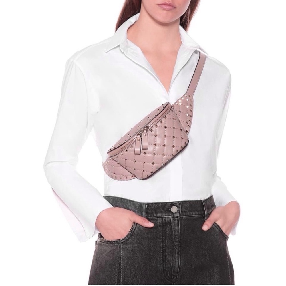 Valentino Rockstud Spike Belt Bag Water Rose